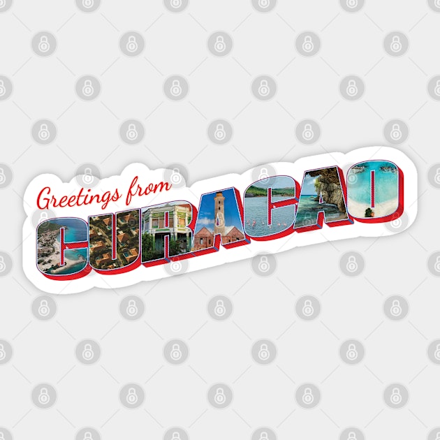 Greetings from Curacao Vintage style retro souvenir Sticker by DesignerPropo